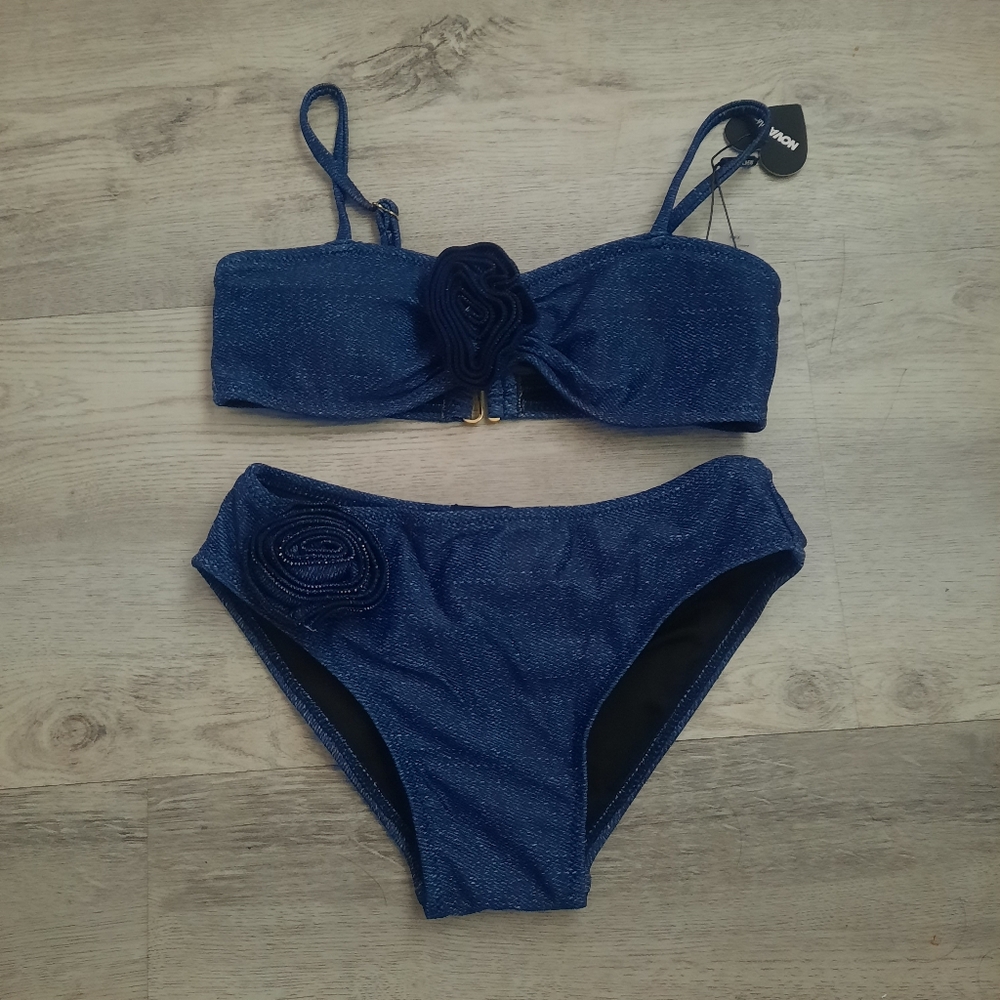 Fashion Nova Girls Denim Rosette Bikini